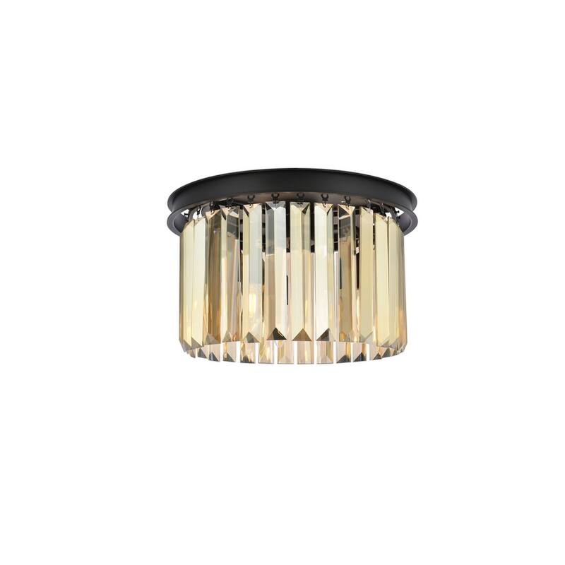 Royce Edge 3-Light Matte Black Flush Mount - matte black (royal cut golden teak crystals)