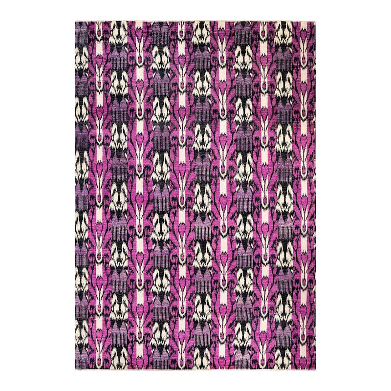 Overton Hand Knotted Wool Vintage Inspired Modern Contemporary Modern Purple Area Rug - 10' 0" x 14' 3"