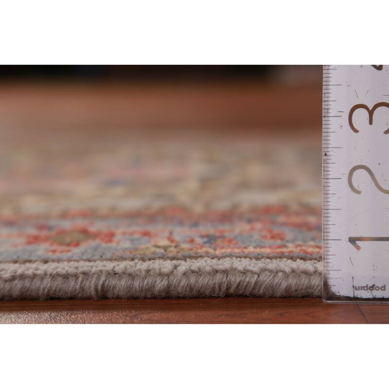 Hand Knotted Oriental 100% Wool Carpet Traditional Geometric Greys & Charcoal Heriz (serapi) Runner Rug - 8' 2'' X 2' 7''