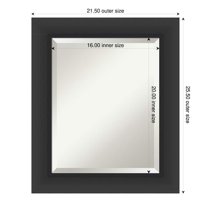 Sloped Beveled Framed Wall Mirror - 22 x 26 in - Sloped Black