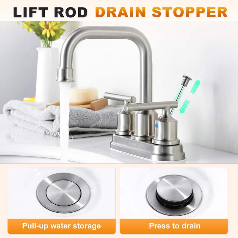 WOWOW 4 in. Centerset Double Handle Bathroom Faucet