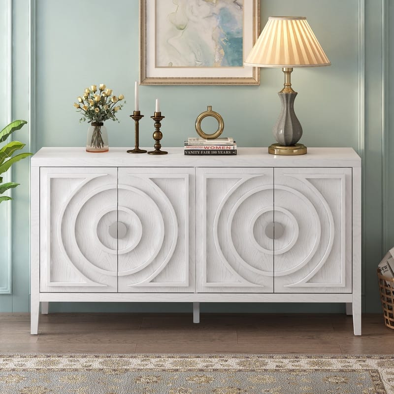 Retro Style Sideboard Cabinet with Adjustable Shelving and Metal Door Handle