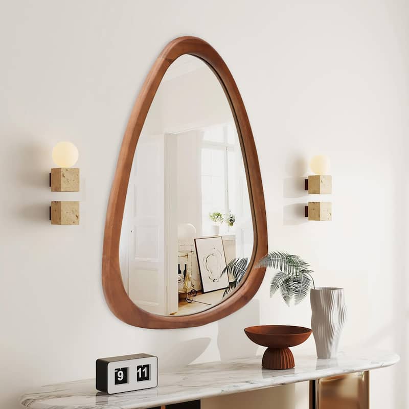 Irregular Mirror Asymmetrical Wood Wall Mirror
