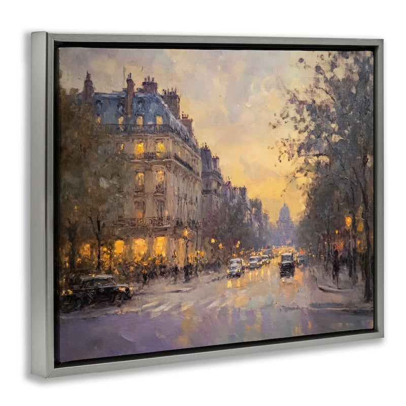 Stupell Vintage City Street View Framed Floater Canvas Wall Art Design By Petal Prints Design