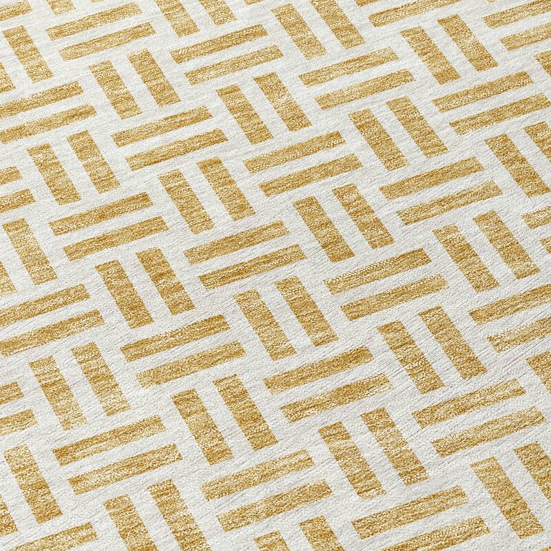 Machine Washable Indoor/ Outdoor Contemporary Basketweave Chantille Rug