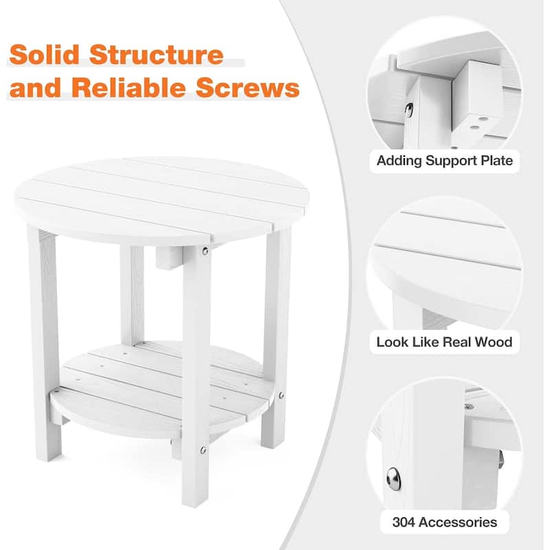 WINSOON All Weather HIPS Outdoor Side Table,Round Table