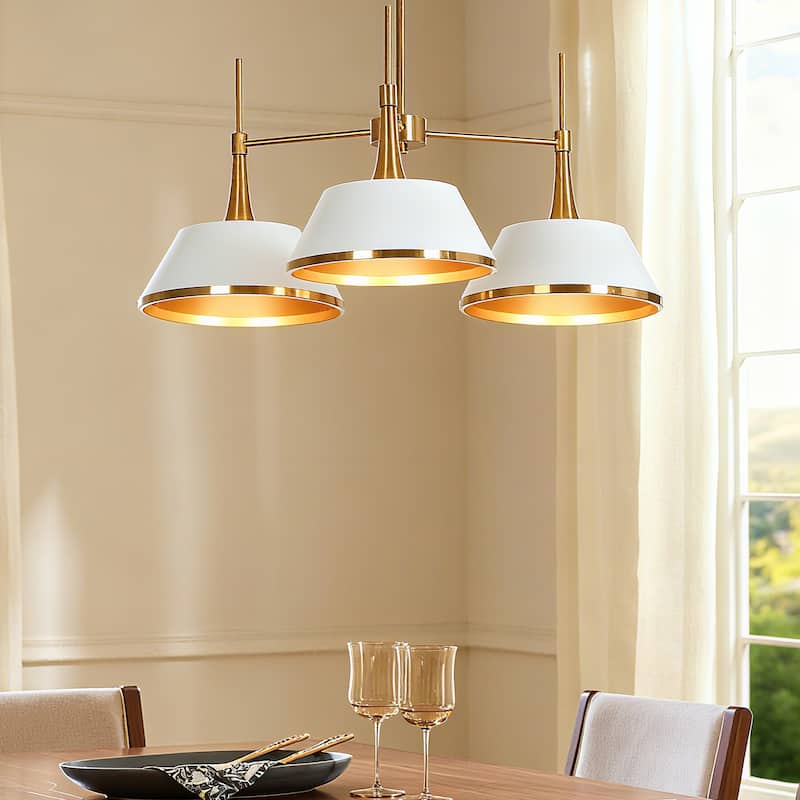 Nisa Modern 3-Light Gold Chandelier Wheel Pendant Lights for Dining Room - D23"*H12"