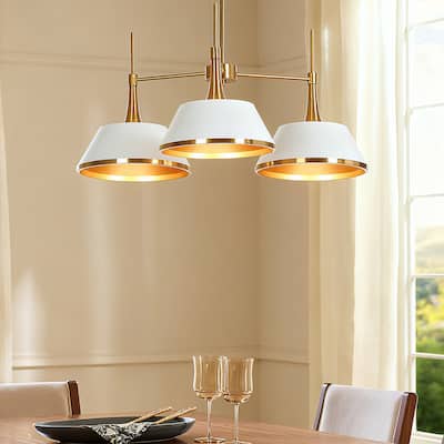 Nisa Modern 3-Light Gold Chandelier Wheel Pendant Lights for Dining Room - D23"*H12"