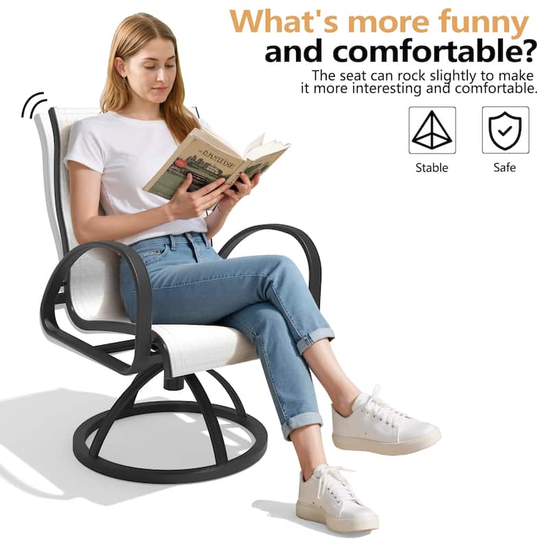 VredHom Outdoor Patio Aluminum Swivel Dining Chairs with Sunbrella Fabric