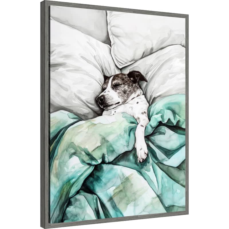Dogs Life Tucked In by Justyna Jaszke Framed Canvas Wall Art
