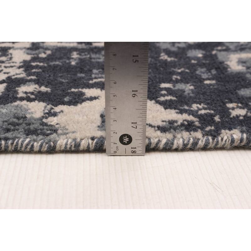 ECARPETGALLERY Hand Loomed Elysian Dark Grey Wool Rug - 5'0 x 7'11