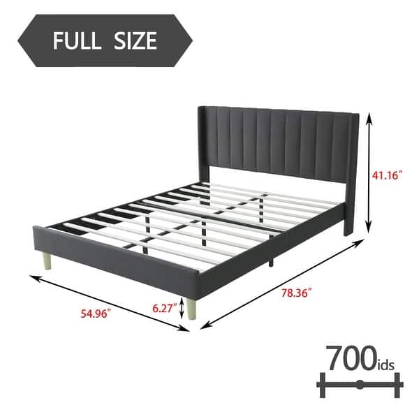 dimension image slide 21 of 34, Alazyhome Upholstered Platform Bed Frame