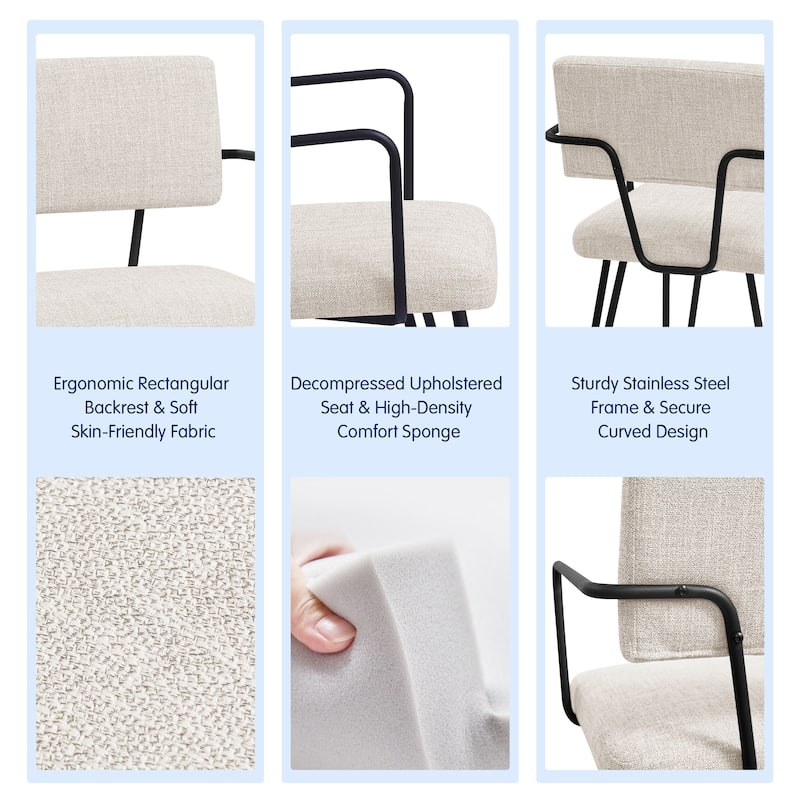 Subrtex(Set of 2) Parsons Upholstered Stainless Steel Frame Dining Chair