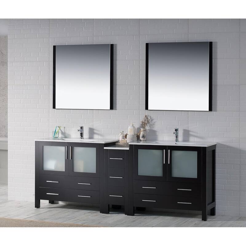 Blossom Sydney 84" Solid Wood Double Sink Bathroom Vanity with Cabinet