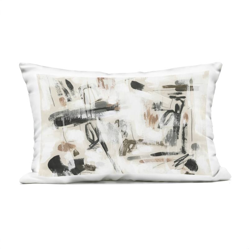 Stupell Subtle Abstract Brush Strokes Printed Outdoor Throw Pillow Design by June Erica Vess - Accent - Polyester - Beige - Single