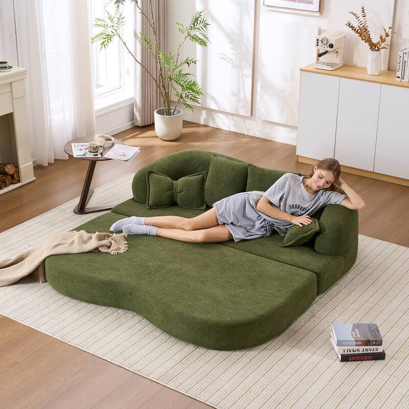 Anmytek 2-in-1 Foldable Convertible Sleeper Sofa Bed 70 Inch with 4 Pillows