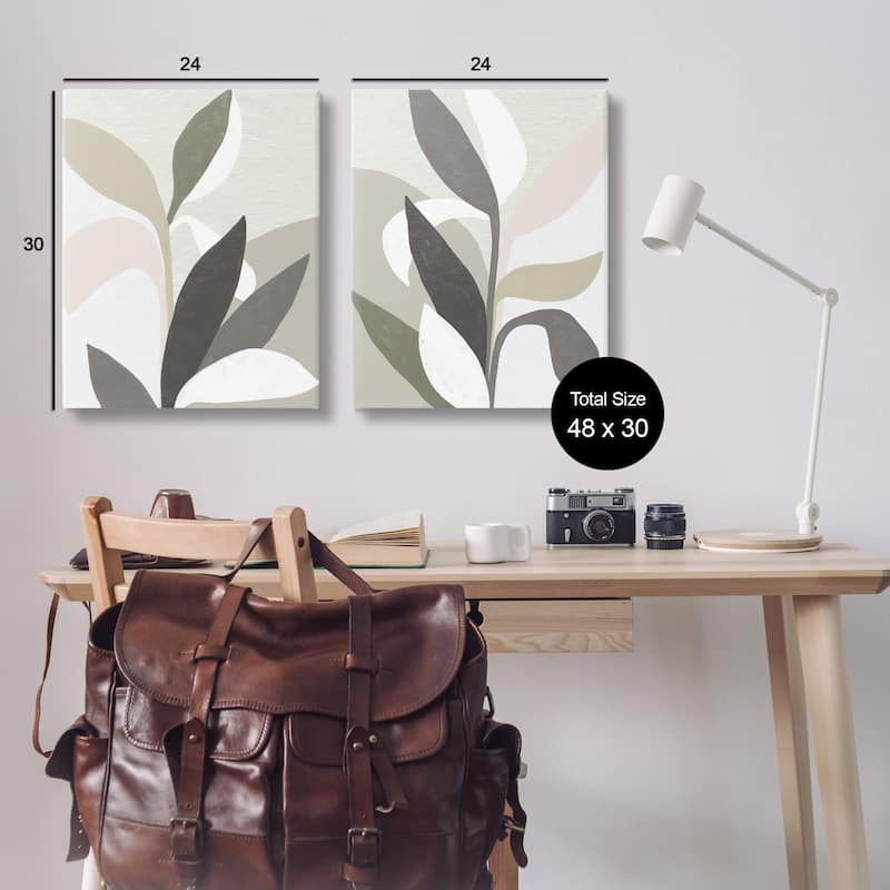 Stupell Neutral Leaf Shapes Canvas Wall Art Design By June Erica Vess (Set of 2)