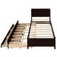preview thumbnail 8 of 7, Espresso Twin Size Pine Wood Platform Bed with Storage Headboard, Twin Trundle, and 3 Drawers