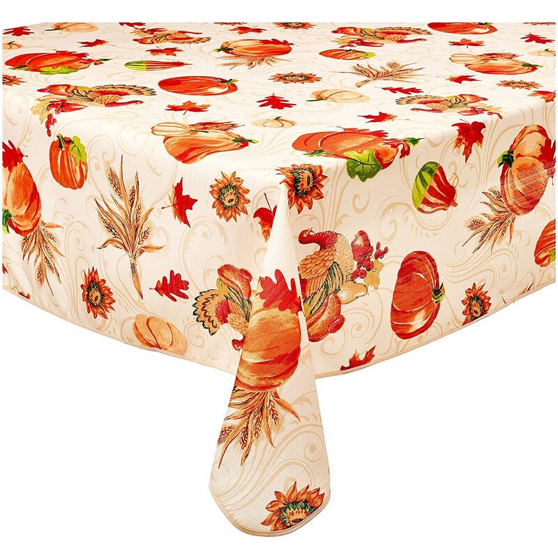 Violet Linen European Fall Harvest Autumn Turkey Tablecloth