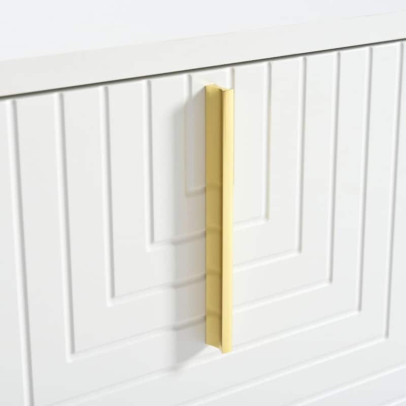 Modern TV Stands with Gold Accents, Fits TVs Up to 80'', White/Black