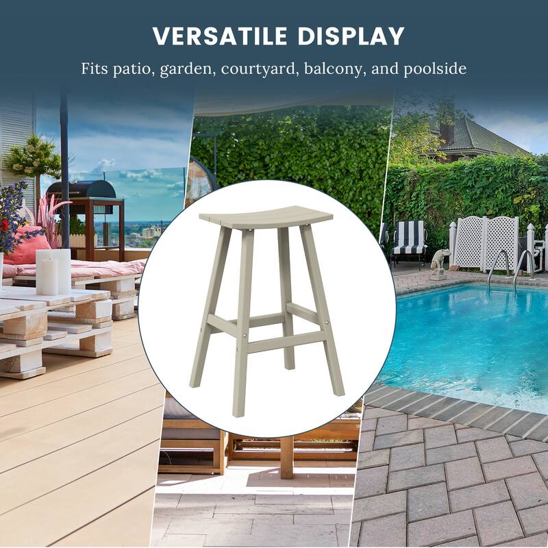 Laguna Hdpe All Weather Outdoor Patio 29" Saddle Seat Bar Stool (Set Of 3)