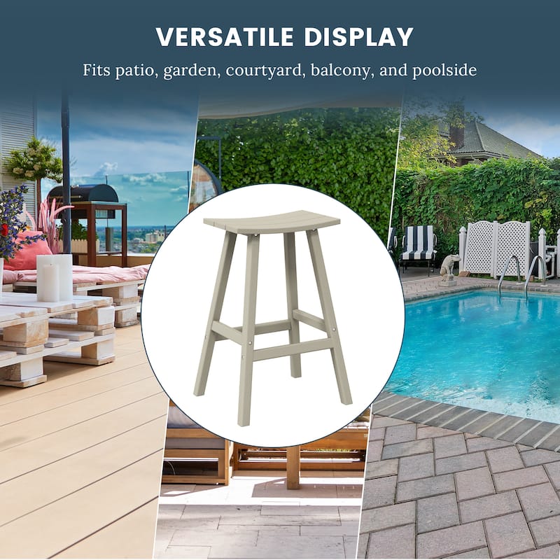 Laguna Hdpe All Weather Outdoor Patio 29" Saddle Seat Bar Stool (Set Of 2)