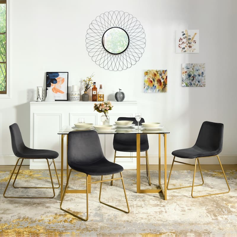 Homylin Batassel Velvet Dining Chairs, Upholstered Reception Chairs, with Metal Legs for Home Kitchen, Living Room(set of 2)