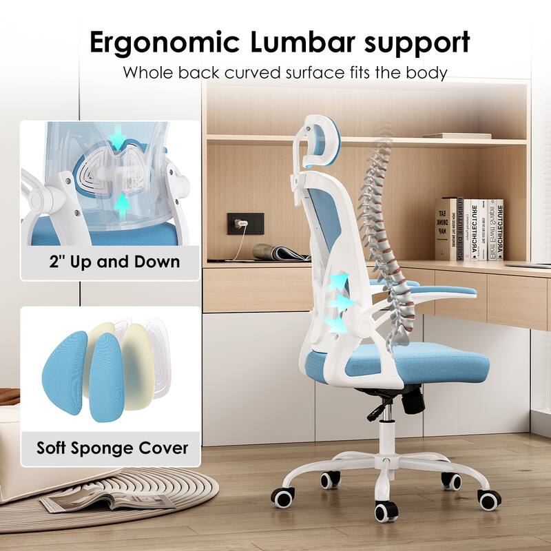 Ergonomic Office Chair, Home Office Desk Chair with Headrest, High Back Computer Chair with Adjustable Lumbar Support