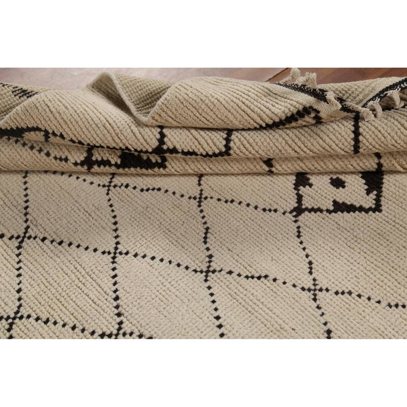 Trellis Moroccan Oriental Area Rug Handmade Modern Wool Carpet - 5'10"x 9'8"