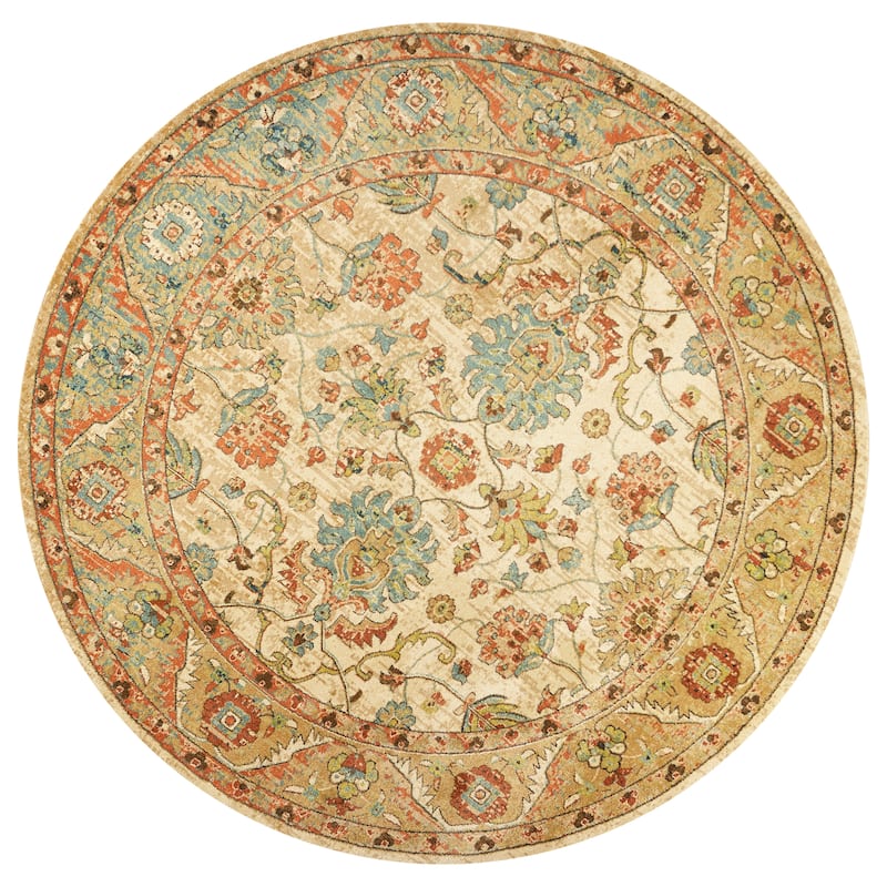 Kas Rugs Casablanca Traditional In Distress Area Rug - 9'10" Round - Sand