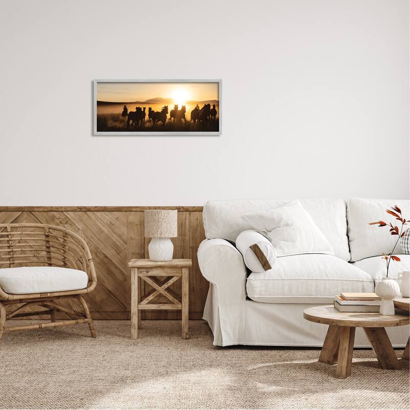 Stupell Sunlit Cowboys & Horses Framed Giclee Art Design by PBurchettePhoto