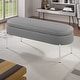 preview thumbnail 1 of 5, 48"L Chloe Contemporary/Glam Bench in Chrome Metal and Faux Leather with Flip-Top Lid and Multi-Use Design Grey