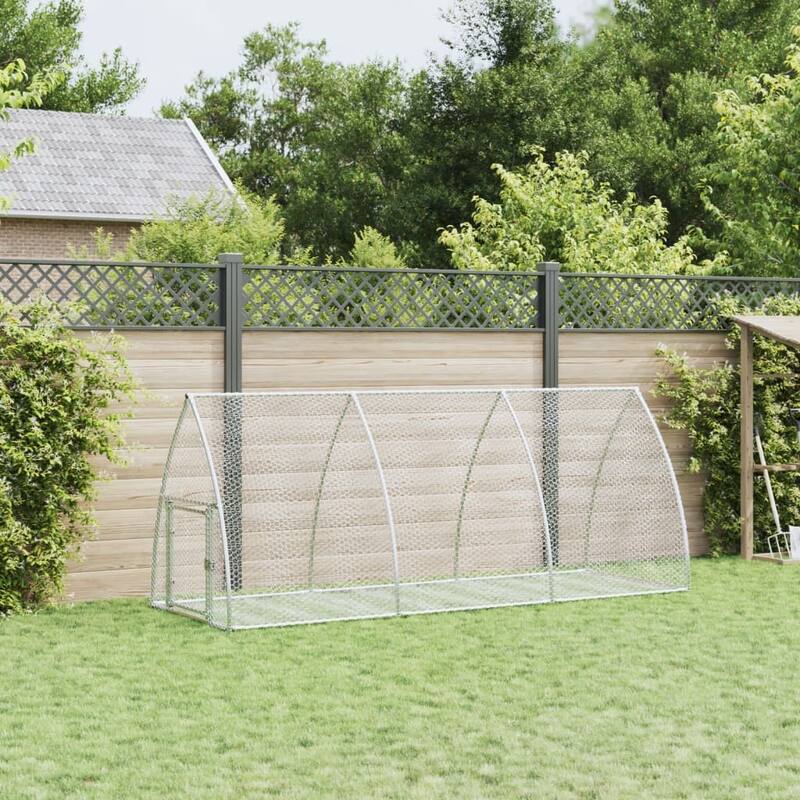 vidaXL Rabbit Hutch Bunny House Animal Enclosure Silver Galvanized Steel
