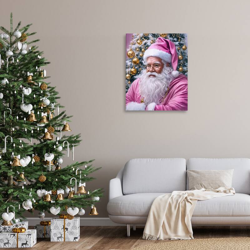 Stupell Traditional Santa in Pink Canvas Wall Art Design By Tabz Jones