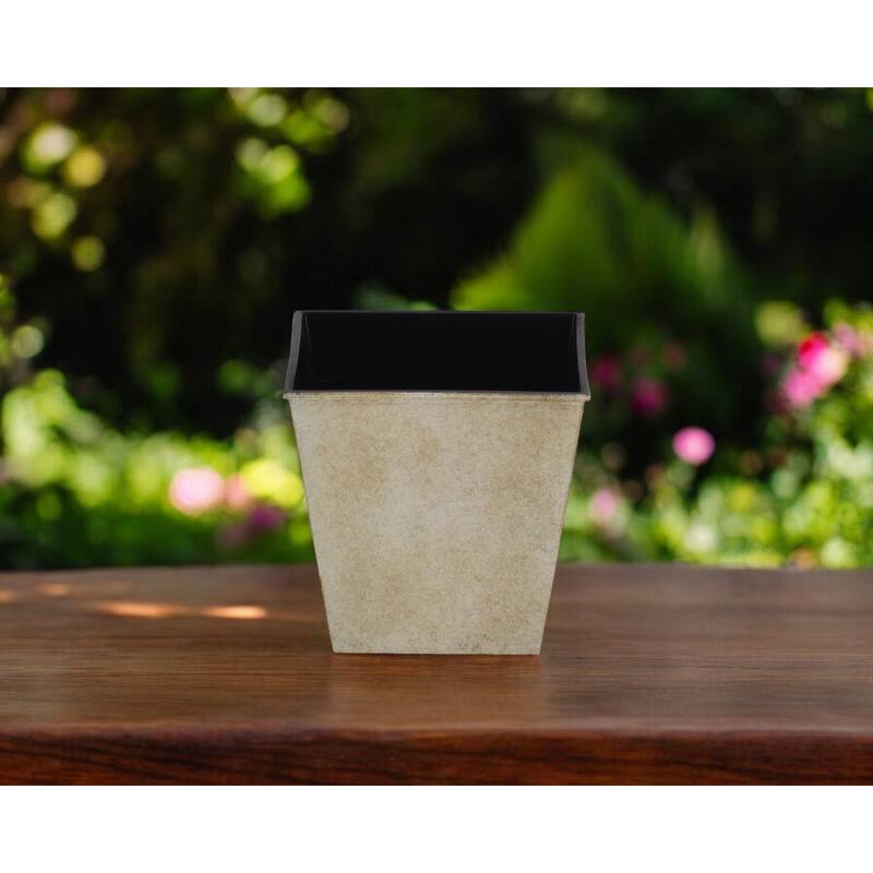 HomeRoots 5" Cream Recycled Plastic Indoor Outdoor Rectangular Pot Planter - Cream