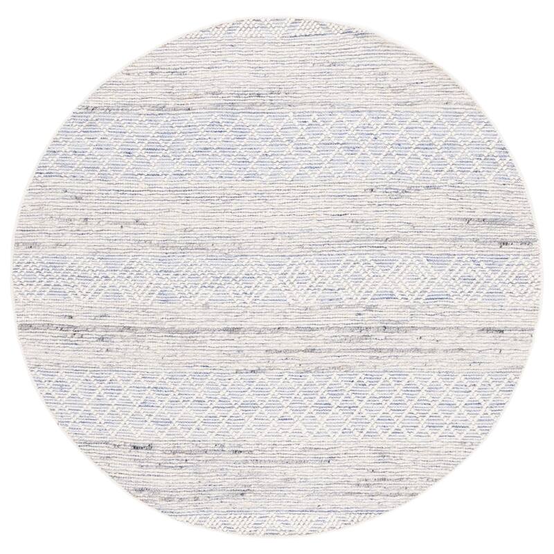 SAFAVIEH Handmade Natura Safa Wool Rug - 6' Round - Ivory/Blue