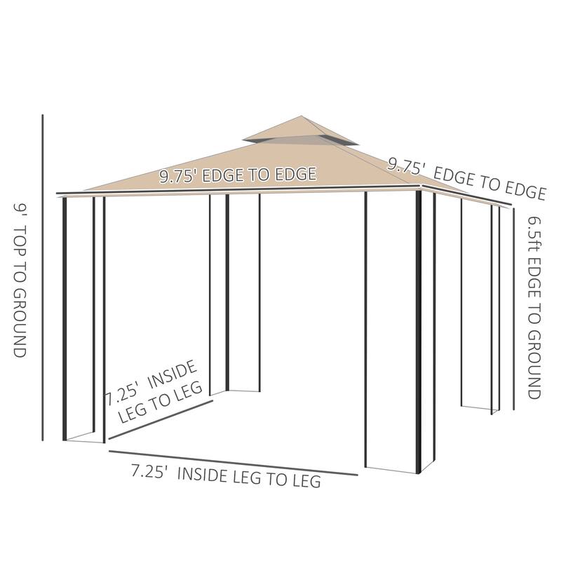 10' x 10' Outdoor Gazebo with Vented Roof, Corner Shelves, and Mesh Netting for Garden and Backyard
