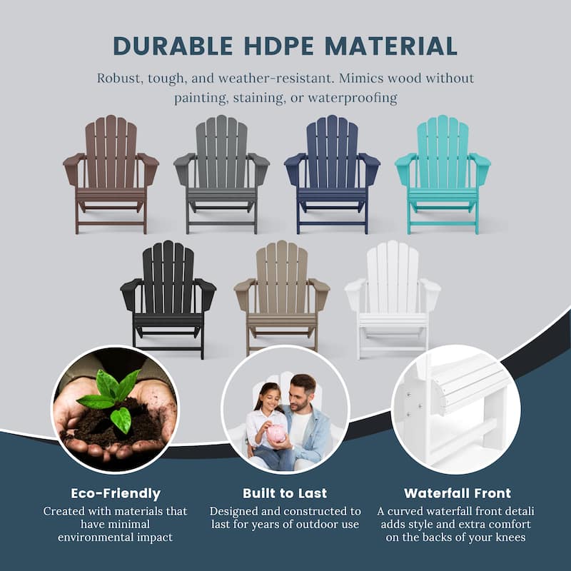 Aderson Outdoor Poly Adirondack Chair Set with Coffee Table