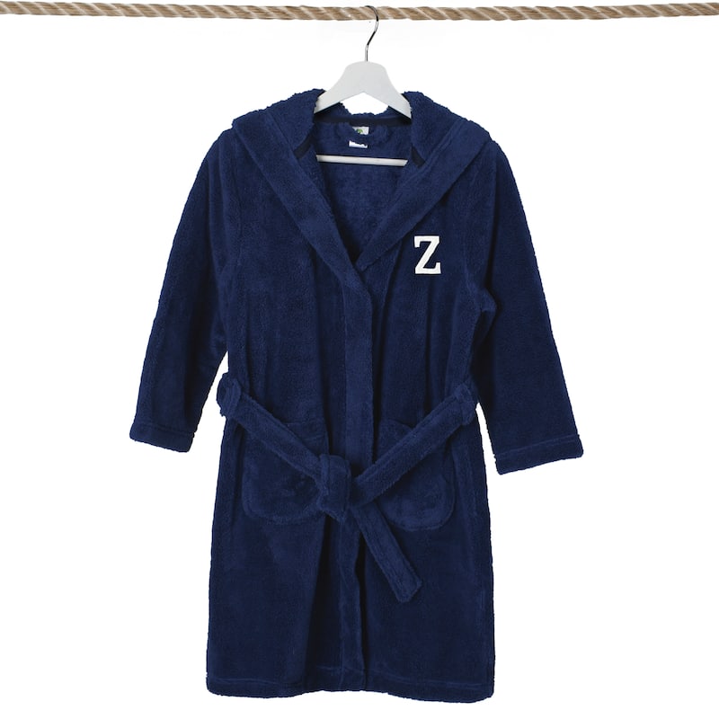 Sweet Kids 100% Polyester SUPER PLUSH Double Brushed Hooded Bathrobe with White Bookman Monogram