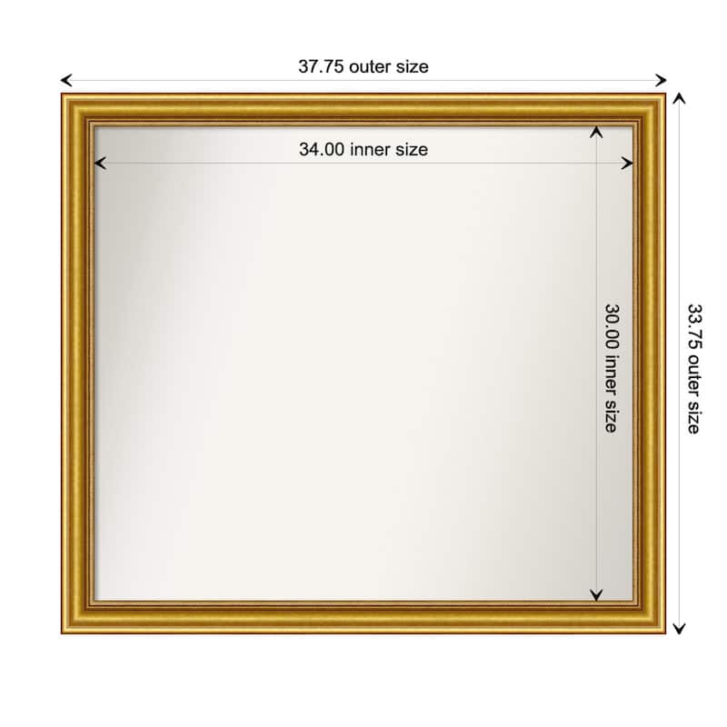 Townhouse Gold Framed Non-Beveled Custom Wall Mirror, Bathroom Vanity Mirror - Outer Size: 37.75 x 33.75