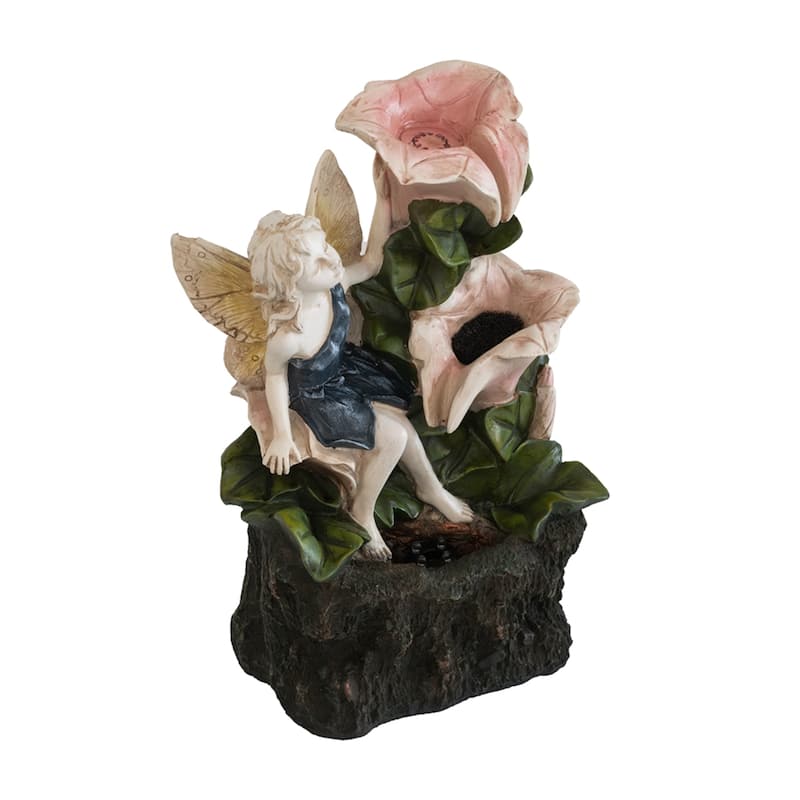 Decorative 3 Tier Tabletop Water Fountain with Fairy and LED Light
