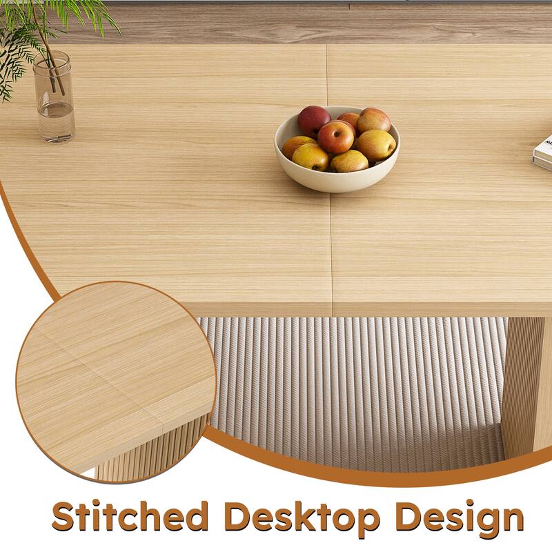 Roomfitters 63 Inch Oval Dining Table for 6, Modern Farmhouse Kitchen Table with Fluted Pedestal Base