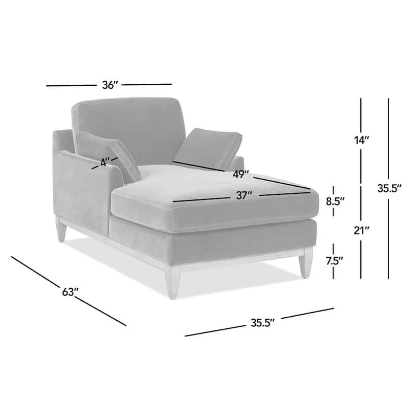 Pasadena 63" Loose Pillow Back Velvet Upholstered Chaise Lounge Chair - 63"W X 37"D X 35.5"H