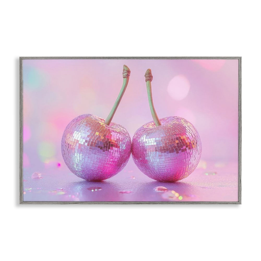 Stupell Pastel Shine Disco Cherries Framed Giclee Art Design By LSR Creative Studio