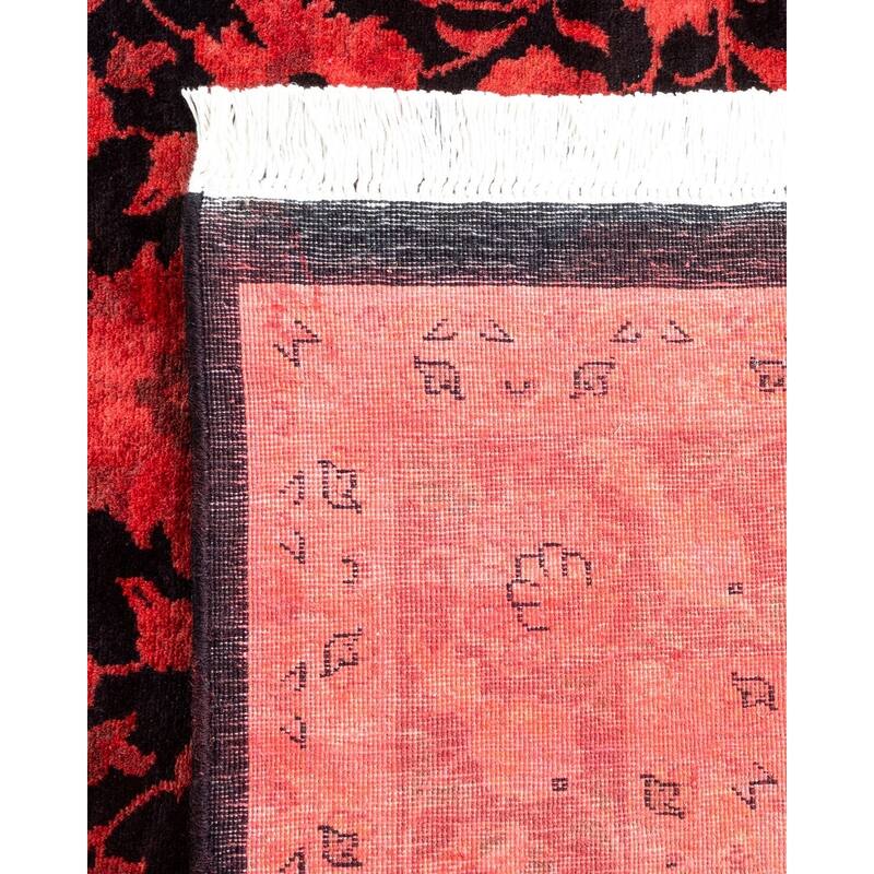 Overton Hand Knotted Wool Vintage Inspired Modern Contemporary Overdyed Red Area Rug - 4' 2" x 6' 1"