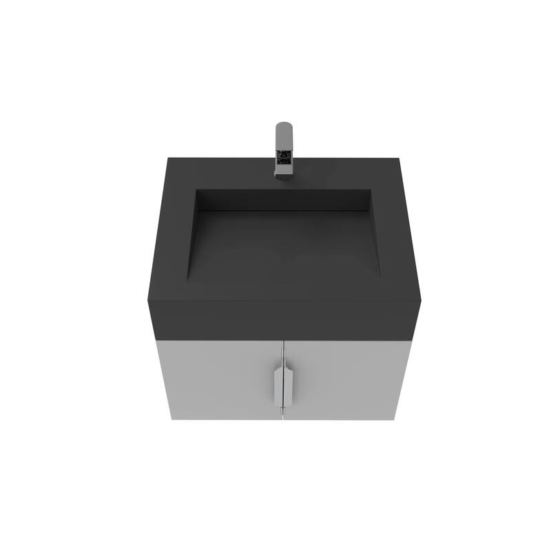 Nile 24-Inch Wall Mounted Bathroom Vanity Set w/ Black Top