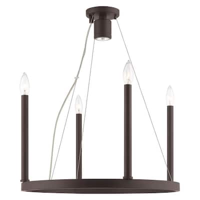 Livex Lighting 5-light Bronze Chandelier, 40244-07 - 20" Dia x 25" - 52" Adj. H