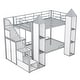 preview thumbnail 5 of 10, Metal Twin over Twin Castle-shaped Bunk Bed with Wardrobe and Multiple Storage