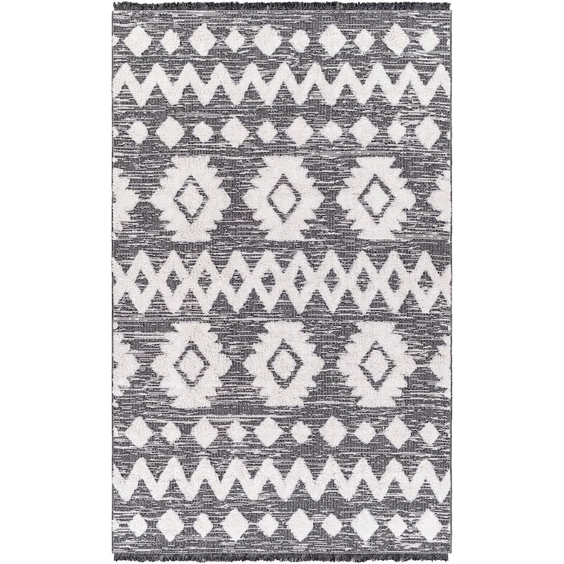 Livabliss Morocotton Diamond Stripe Area Rug - 7'7" x 10' - Dark Grey