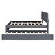 preview thumbnail 23 of 30, Linen Fabric Platform Bed with Brick Pattern Headboard, with Twin Trundle and 2 Drawers, Full Size